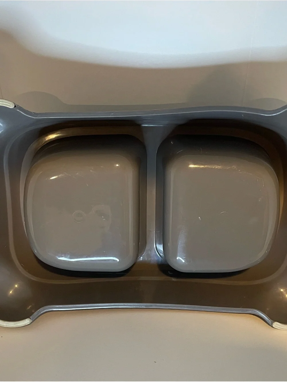 Gray Double Dog Bowl with Non-Slip Base